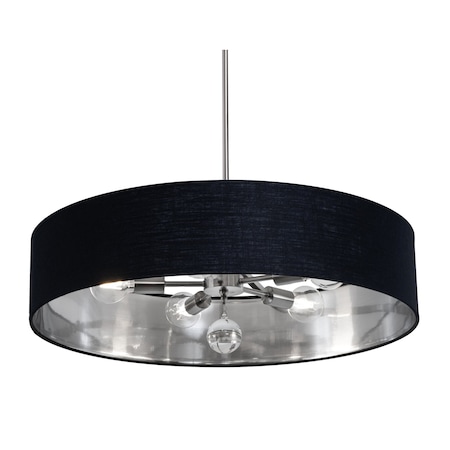 Afx Celine Pendant, 30'', Satin Nickel Finish, Black/Silver Shade CLNP30MBSN-BKSL
